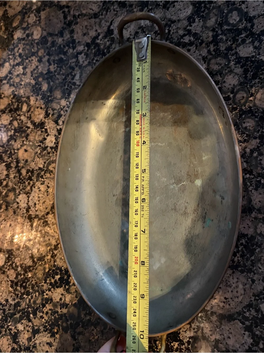 Vintage Copper-Toned Oval Serving Pan with Twin Handles